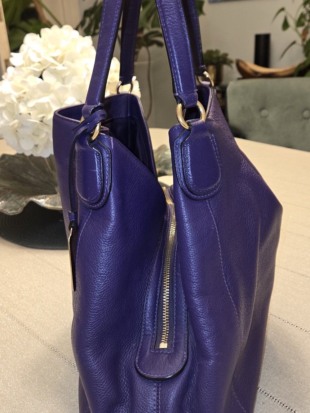 Coach Purple Leather Shoulder Tote - Picture 12 of 16